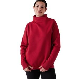 Athleta Cozy Karma Twist Neck Sweatshirt Clover Berry Red 882476 Size Medium